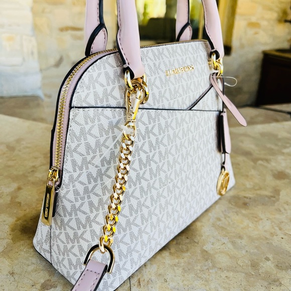 Michael Kors Dome Medium Signature Satchel&wallet powdered blush NWT - Picture 3 of 15